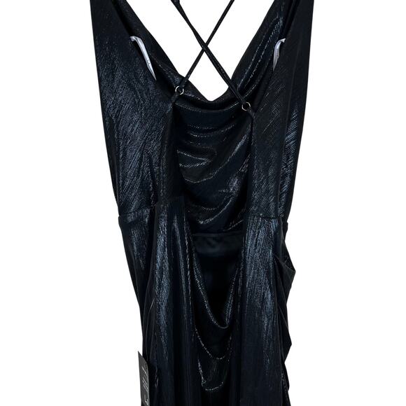 NWT Lulus Winning Move Midi Dress Womens XL Black Metallic Backless Cocktail LBD - Picture 6 of 7